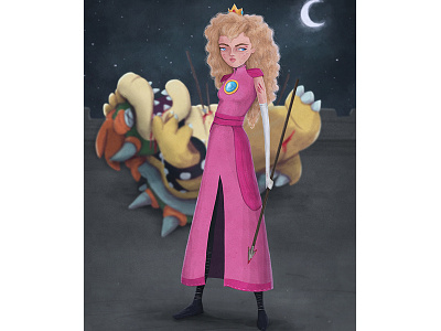 Peach bowser character digital art girl girl power mario peach photoshop princess peach super mario video games warrior