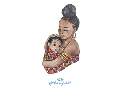 Motherhood blackpower illustration love mother motherhood tenderlove watercolor