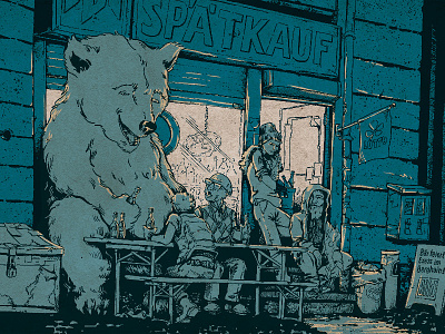 Späti Berlin berlin bär digital illustration ink kiosk späti spätkauf