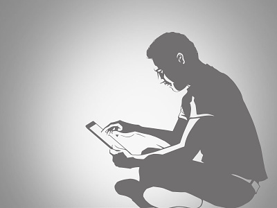 man with tablet art noir illustration ipad man sitting tablet wacom