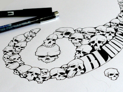 Funny Skulls bloodgold illustration ink pen skulls