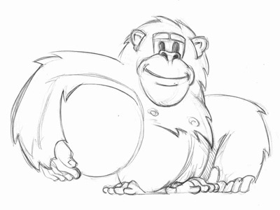 BUHZU Monkey Sketch character globe happy illustration monkey pen sketch