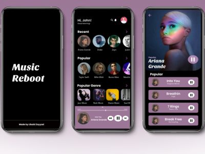 Music Reboot - Music Streaming Mobile App UI Design app design mobile app ui ux