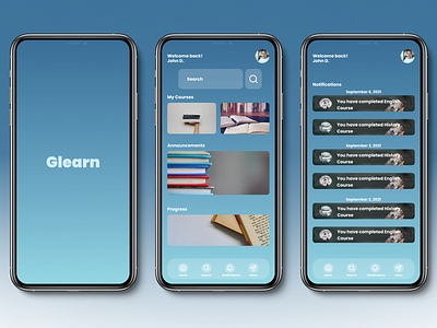 Glearn - Online Learning Mobile App UI DDesign app design mobile app ui ux