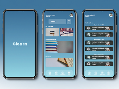 Glearn - Online Learning Mobile App UI DDesign