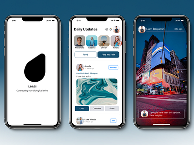 LinkBi - Social Networking Mobile App UI Design