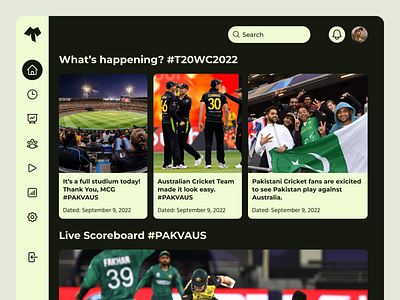 Cricket T20 World Cup Web Application UI Design