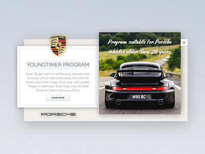 Pop-Up / Overlay 16 car challenge dailyui pop up popup porsche program ui ux web youngtimer