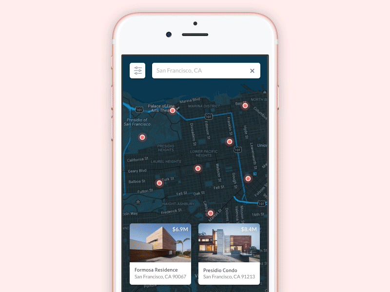 Location Tracker 20 animation app challenge dailyui gif house ios principle real estate search