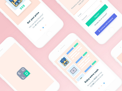 SOLD App Onboarding app card clean commerce concept ios iphone onboarding sell steps