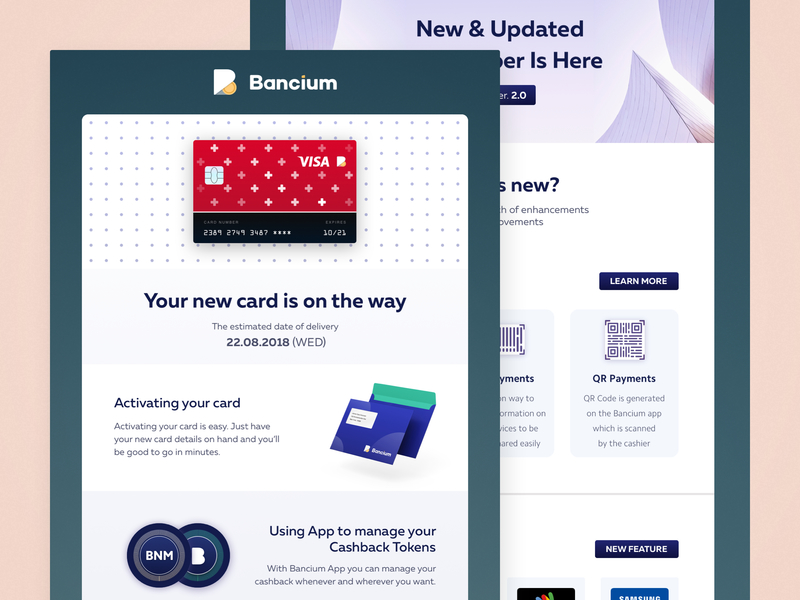 Bancium - new card email banking campaign card crypto email fintech payment template ui