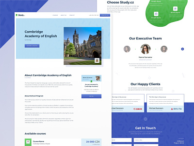 Study | New website course footer header learning redesign school study travel website