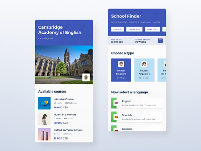 Study | Mobile UI app course language learning redesign school study teach travel website
