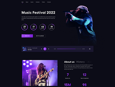 Landing Page design for Music Festival landing page ui uxui design