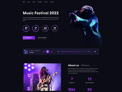 Landing Page design for Music Festival