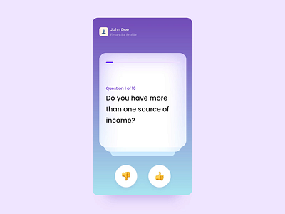 Cards Swipe Questionnaire 🤔 adobexd animation app cards microinteraction mobile product design questionnaire questions survey swipe thumbs up tinder