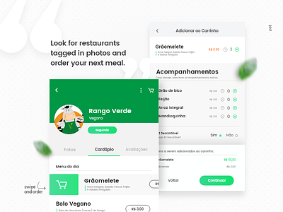 Foodfy - Swipe and order app cart delivery dishes food menu mobile order restaurant swipe