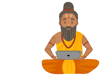 Modern Acharyaji graphic design illustration illustrator panditji pooja