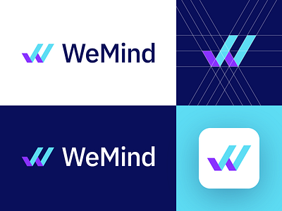 WeMind - Logo Design Concept artificial intelligence assistant branding calendar check check icon check in clean design for sale unused buy icon identity logo logo design logo designer logotype personal symbol tech w letter logo