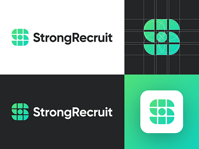 StrongRecruit - Logo Design Exploration (for sale) app icon brand identity branding for sale unused buy hr human human resources identity lettermark logo logo design logo designer logotype media logo media tech digital recruit s letter logo smart design symbol wordmark