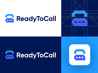 ReadyToCall - Logo Design Concept (for sale) branding corporate for sale unused buy identity letter lettermark logo logo design logo designer logotype marketing media tech digital message phone call platform r letter logo ready symbol text message voice