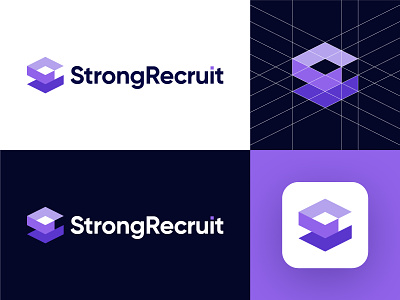 StrongRecruit - Logo Design Exploration abstract brand identity branding for sale unused buy hire logo designer identity identity branding identity design jobs employee logo logo design logo designer logo grid app icon logotype rectangle hexagon cube shape rectruit hr human resources s letter logo smart design strong bold corporate symbol