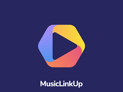 MusicLinkUp - Logo Design Exploration (for sale) brand identity branding branding agency corporate for sale unused buy gradient hexagon play button identity identity design logo logo design logo designer logotype media media tech digital music link up networking connection smart logo symbol tech