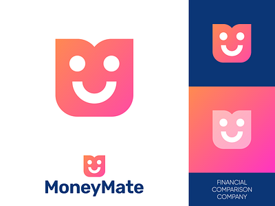 MoneyMate - Logo Design Concept (for sale) branding corporate for sale unused buy gradient icon identity layers transparent gradient logo logo design logo designer logotype m letter logo mark symbol media tech digital personal finance management positive happy life smart logo smile guy mate advisor friend symbol tech