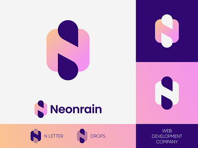 Neonrain - Logo Design Exploration (for sale) brand identity branding branding agency branding design corporate drop drops rain water for sale unused buy identity identity design logo logo design logo designer logotype media tech digital n letter logo smart logo smart logos symbol tech web development