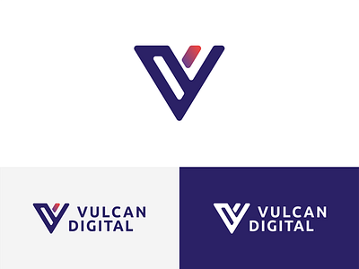 Vulcan Digital agency branding clean corporate d design digital digital media tech gradient identity letter letters logo logo design logo designer logotype monogram symbol tech v