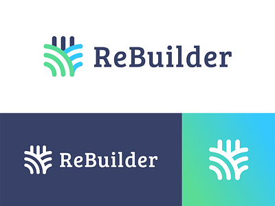 ReBuilder Logo Design app branding corporate design device digital media for sale unused buy gradient health icon identity layers logo logo design logo designer logotype mark medical symbol tech