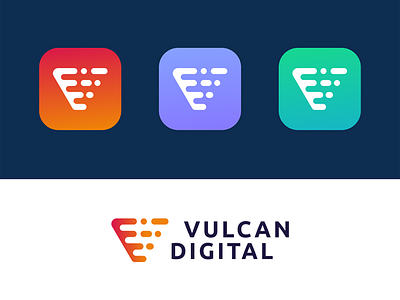 Vulcan Digital Logo Design agency branding clean data design digital digital media gradient icon identity layer letter letters logo logo design logo designer logotype nice symbol tech