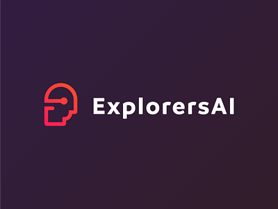 ExplorersAI - Logo Design Concept app artificial intelligence branding clean corporate design for sale unused buy gradient head human icon identity logo logo design logo designer logotype mark mind symbol tech