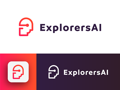 ExplorersAI - Logo Design Exploration ai logo app artificial artificial intelligence branding clean corporate design for sale unused buy gradient icon identity intelligence logo logo design logo designer logotype mind symbol tech