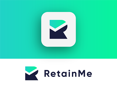 RetainMe Logo Exploration branding clean corporate design for sale unused buy gradient icon identity letter letters logo logo design logo designer logotype mark r letter r logo symbol tech typography