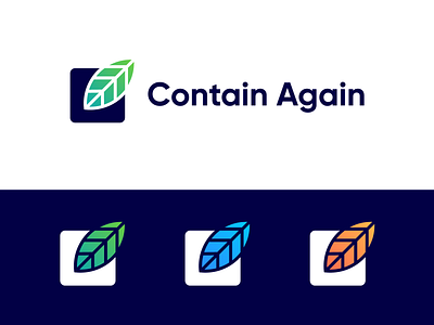 Contain Again - Approved Logo Concept box contain again branding clean consumers producers design food container gradient icon identity leaf logo leaf natural eco logo logo design logo designer logotype nice recycle clean retail food products reusable renew symbol