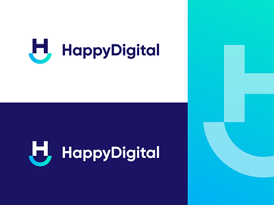 HappyDigital - Logo Design Concept (for sale) branding clean corporate design for sale unused buy gradient h letter hd d icon identity letter letters logo logo design logo designer logotype mark monogram symbol tech vector