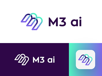 M3 ai - Logo Design Concept app artificial intelligence blue branding clean corporate icon identity infrastructure ecosystem system layers letter letters logo logo design logo designer logotype m3 m 3 letter letters mark symbol tech