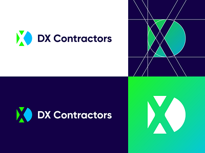 DX Contractors - Logo Design Exploration branding clean constructions contractor corporate design dx d x logo letter letters xd gradient icon identity letter letters logo logo design logo designer logotype media digital monogram symbol tech