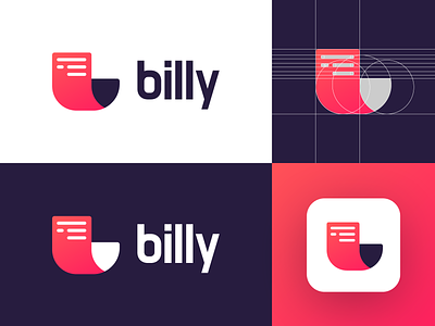 Billy - Logo Design Exploration bills payments billy brand identity branding corporate design digital media tech fintech fiscal registers icon identity logo logo design logo designer logotype merchant paper bills payments processing software services symbol