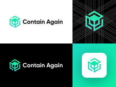 Contain Again - Updated Logo Design Concept app icon box box design brand design branding clean container corporate for sale unused buy green eco identity logo logo design logo designer logo grid logotype refresh retail food products reusable symbol