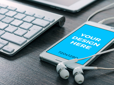 White Samsung on the table (Free mockup)