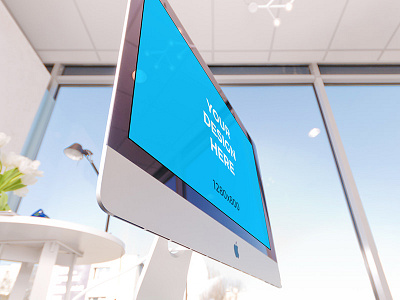 Perspective 27" iMac in the office free imac mockup office smartmockups