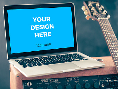 MacBook Pro with guitar free macbook mockup smartmockups