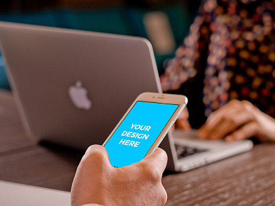 Man holding white iPhone 6 in the office free freebie mockup online placeit smartmockups template tool