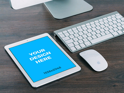 White iPad mini on wooden table in the office free freebie ipad mockup online placeit smartmockups template tool