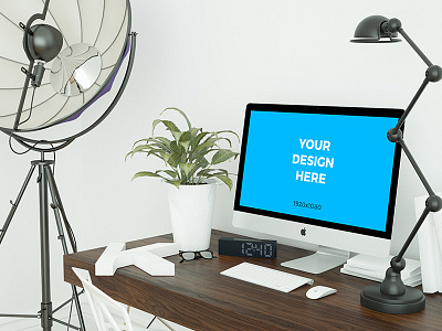 Free mockup - iMac on the table in the office freebie imac mockup office placeit psd smartmockups template