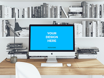 Free mockup - iMac on wooden table in the office freebie imac mockup office placeit psd smartmockups table template