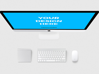 iMac with accessories - Free Mockup