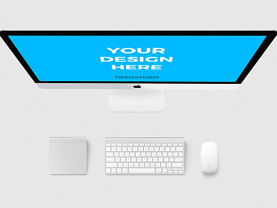 iMac with accessories - Free Mockup freebie imac mockup office placeit psd smartmockups table template white